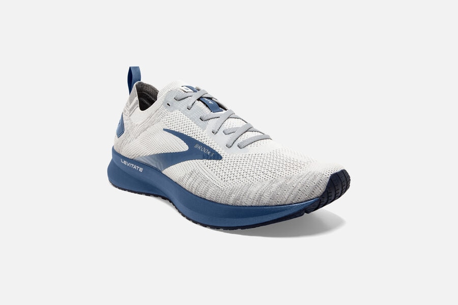 Brooks Levitate 4 Road Running Shoes Mens - White/Blue - CGEBX-0271